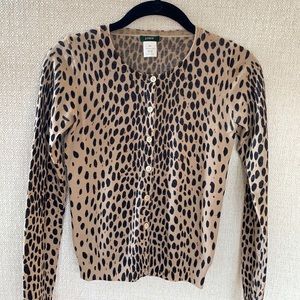 J. Crew Cheetah Merino Cardigan